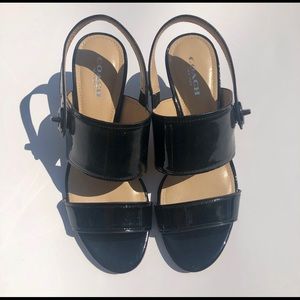 Coach Marla Black Patent Leather Kitten Heels 7